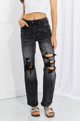RISEN – Lois – Distressed-Jeans in lockerer Passform in voller Größe